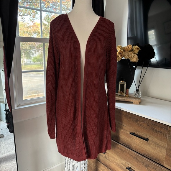 Pink Rose Rust Color Open Front Cardigan - Picture 2 of 6